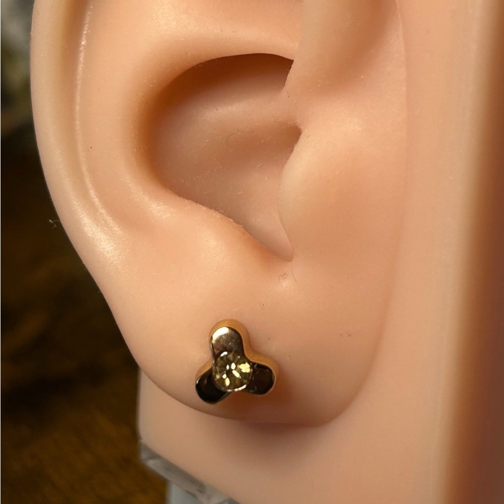 Gold Tone Trio Crystal Stud Earrings - Women